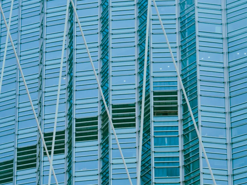 Glass curtain wall facade – structural bonding tape application